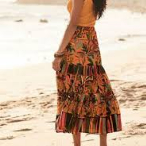 VTG Fashion Bug BOHO Bright Multicolor Floral/Leaves Maxi Gypsy Skirt, Size S - Picture 16 of 16